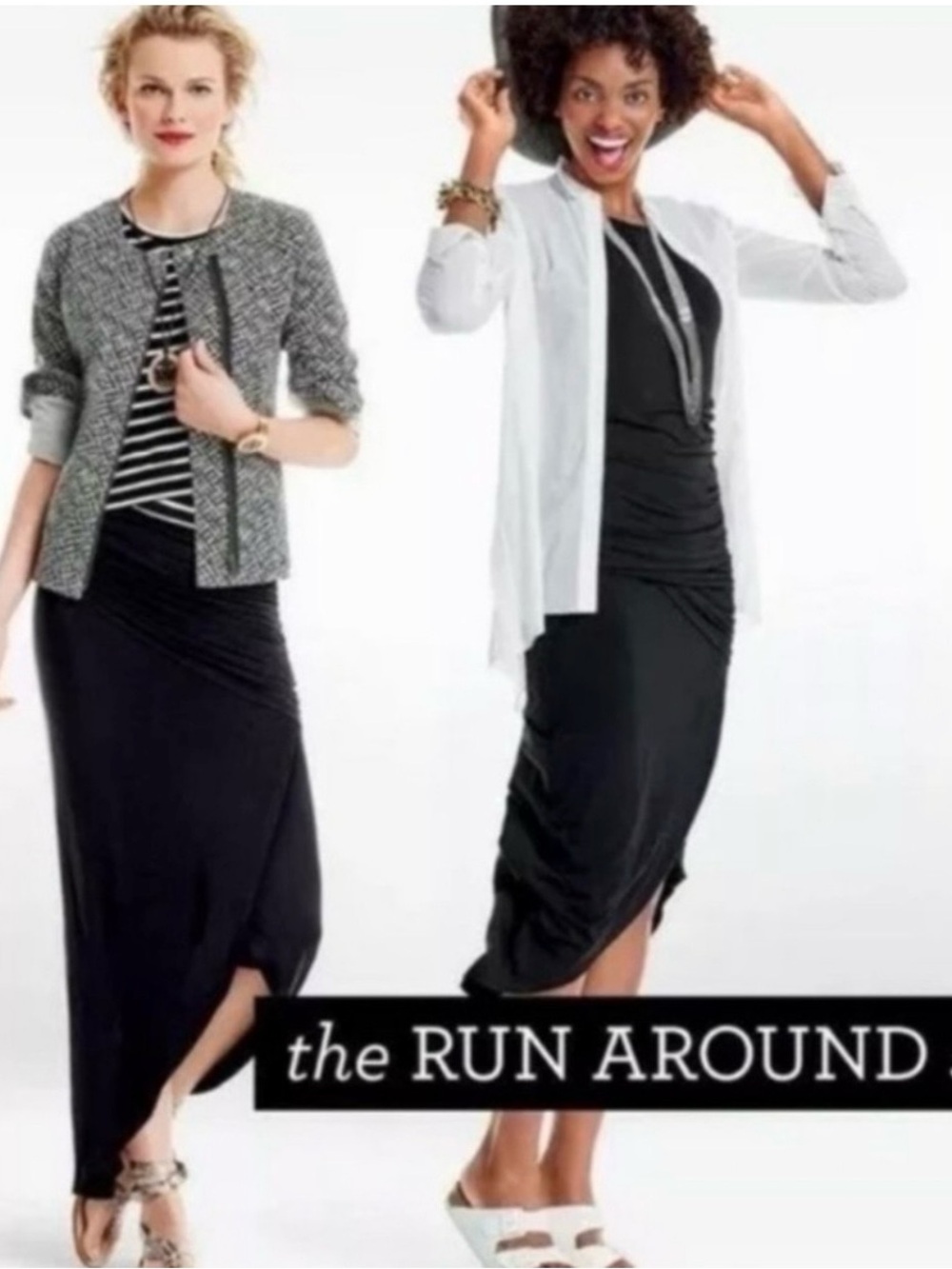 CAbi Black Asymmetrical Run Around Maxi Skirt
